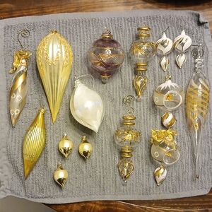 Elegant Gold and Silver Glass Ornaments Set